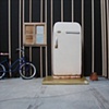 Garage with Old White Fridge