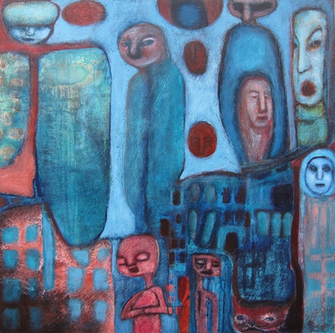 secrets, figures, ghosts, blue, red