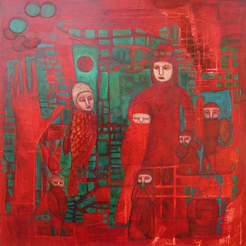 painting, Portland, art, figures, ged, owls