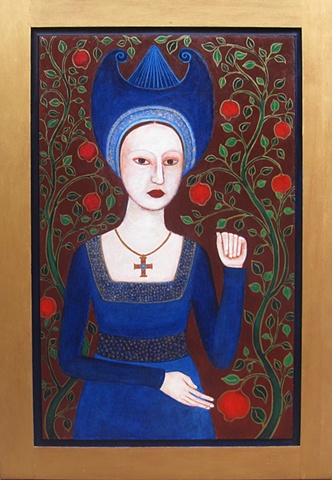 tarot, High Priestess, portrait, acrylic, painting