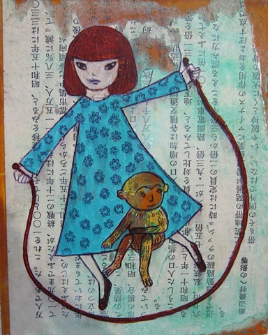 Asian, Japanese, figures, paintings, tiny, text