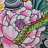 Hannya, snake and peonies