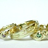 Wedding and Engagement set
18 Kt Gold with Alexandrite and Emeralds
