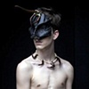 Leather sculpted Horseshoe crab mask