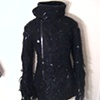 Mens Leather, boiled wool, and ultrasuede coat.