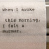 detail (When I awoke this morning, I felt a murmer)