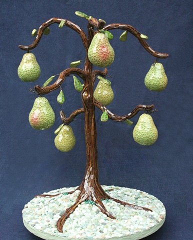 pear tree mosaic art sculpture