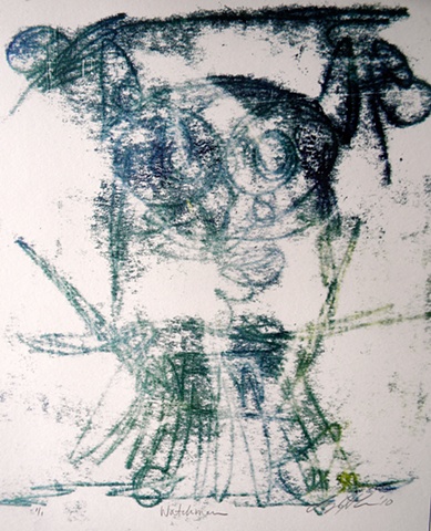 Owl contour monotype