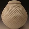 White ash urn with lid