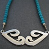 Double Heart Necklace on Turquoise 