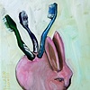 Pink Bunny Toothbrush Holder
