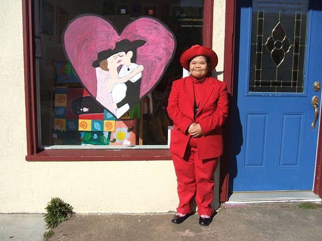 Mindy and her "Love"ly window