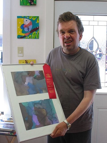 Ian Hardie with a red ribbon for "Purple Storm"