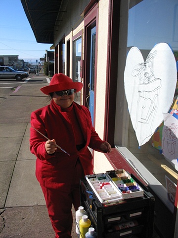 Mindy painting our window