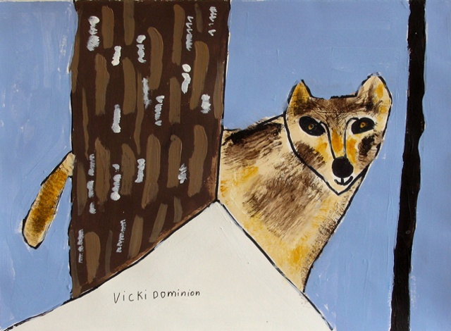 Wolf Behind Tree