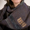 Torn sari fragments, tussah silk, silk mohair - Coral