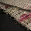 Torn sari fragments, tussah silk, silk mohair - Coral