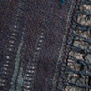 Torn sari fragments, tussah silk hand-dyed with indigo, silk and silk mohair
