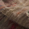 Torn sari fragments, tussah silk, silk mohair - Coral