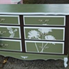 Olive Dresser with Chrysanthemum Details