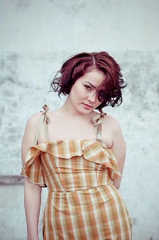 Cotton AE dress with adjustable ribbon straps.