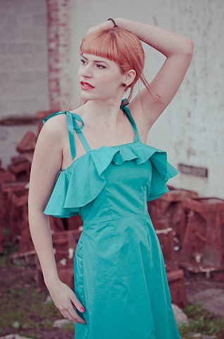 Cotton AE dress with adjustable ribbon straps.