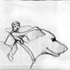 The fairy boy jumped out of the jar and onto Millis back. Lets get out of here! Exclaimed the little fairy boy. Milli leapt out the doggy door and into the woods.