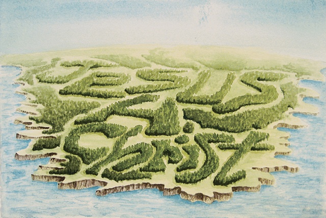 "Daniel Anhorn" painting, landscape, clearcut, "Jesus H. Christ"