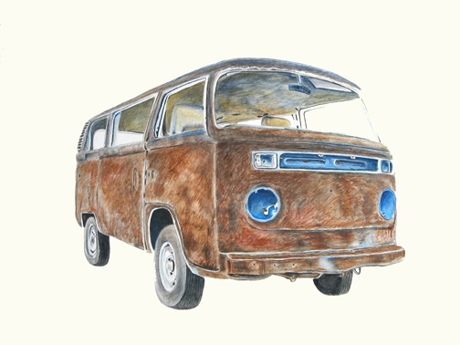 Rusted and Stripped Volkswagen Mini-Bus