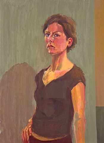 oil painting on canvas self portrait with hand on hip by painter Christina Renfer Vogel