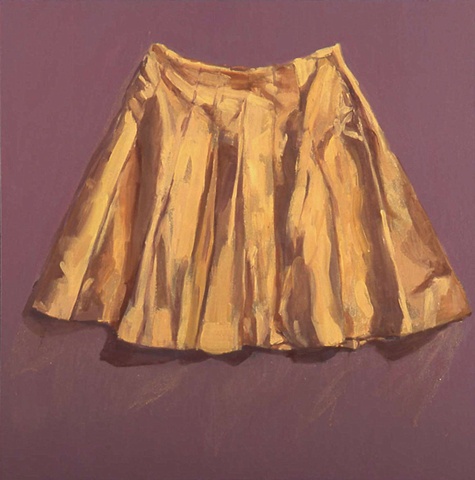 oil painting on canvas gold skirt on purple wall by Christina Renfer Vogel