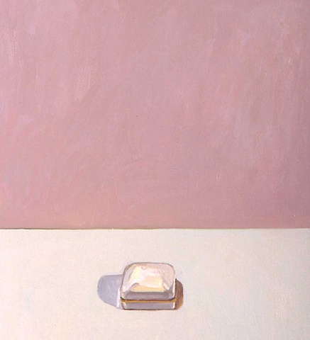 oil painting on canvas of a ring box sitting on a table by Christina Renfer Vogel