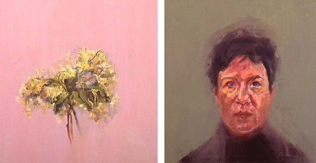 oil painting on canvas portrait of a woman flowers by Christina Renfer Vogel