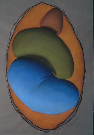 Blue, Green & Brown in Orange
