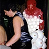 Ball Woman
with marshmallows & tongs for feeding audience