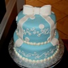 tiffany blue & white 2 tiered cake