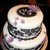 Black and White Damask; Purple accents