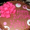 chocolate with hot pink bow and dots
