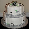 silver and black anniversary cake