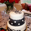 black and white floral and dots