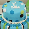 bright blue dots and stripes