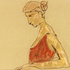 Girl and telephone (block)