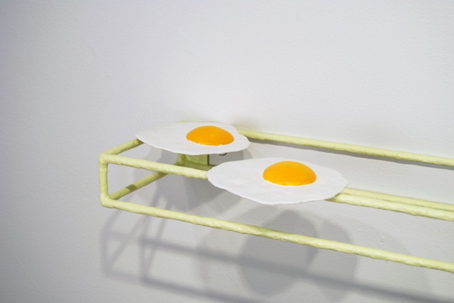 Shelf with Eggs, Objects, and Dust
