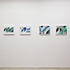 Installation view of Dazzle Shizzle exhibition showing OMD Dazzle Ships paintings