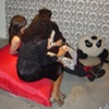'Panda Orgy' with 'Fucking Pandas' wallpaper by Kate Terry & Gary Colclough