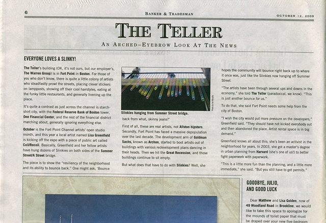 Banker and Tradesman, The Teller, October 12, 2009