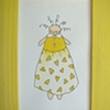 Yellow curly girl with hearts
