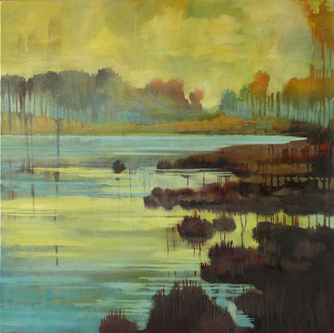 One of a series of abstracted landscapes based on the local wetlands preserve.