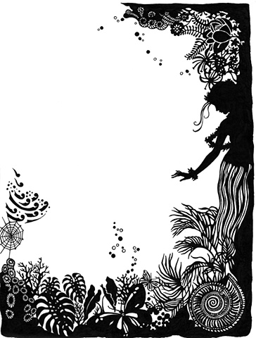 "Maui, Woman, Shell, and Fronds"