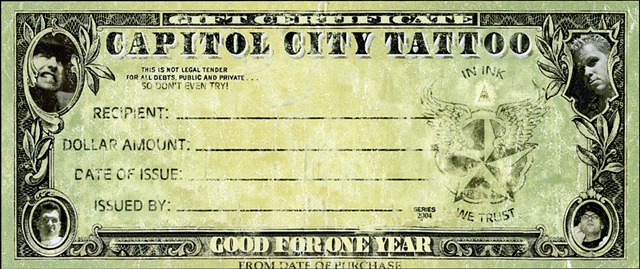 capitol city tattoo gift certificate